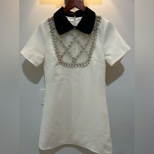 Elegant Black and White Embellished Women's Top